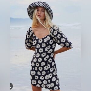 Billabong Black Midi Dress with Cream Floral Print